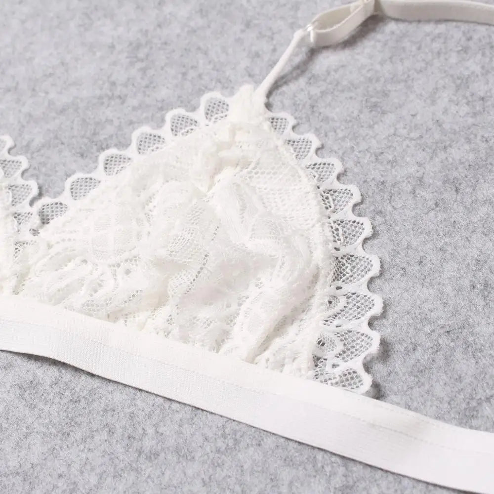 2pcs Sexy Woman Bra And Panty   Lace Bra Wire Free Bralette Lingerie Female Seamless Unpadded Transparent Brassiere bra set