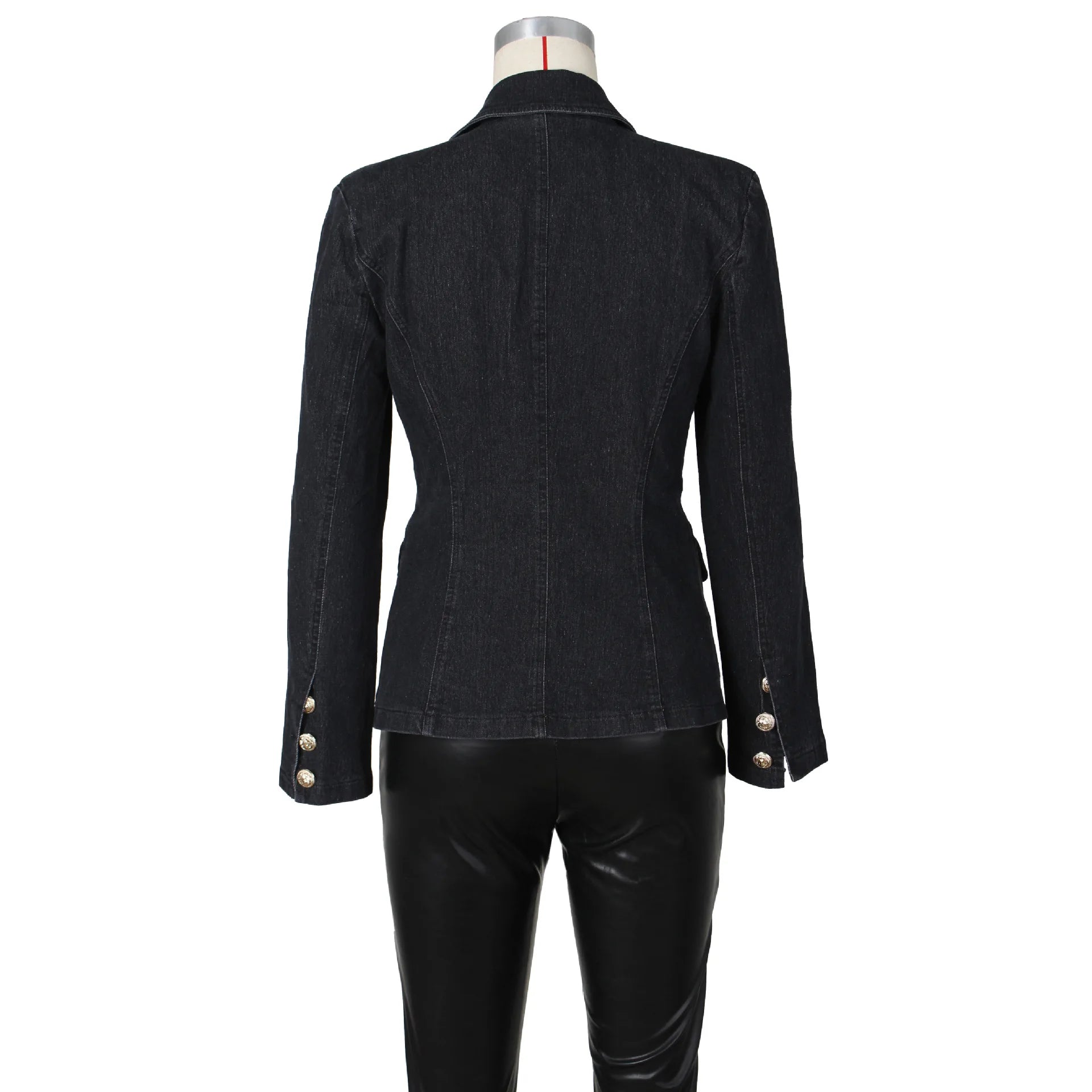 G0614 High Quality Washed Vintage Jacket Double Breasted Blazer Denim Jacket Women