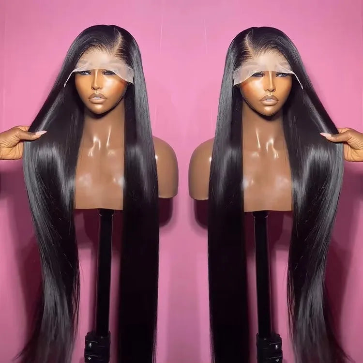 40Inch 13x6 Full Glueless Hd Lace Frontal Long Bone Straight Raw Indian Hair Wig Lace Front Unprocessed Human Hair Wig Vendor