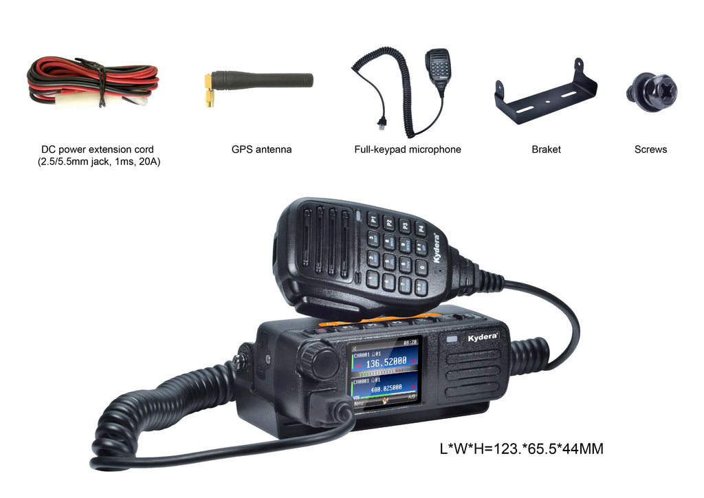 Kydera Dual Band 20W MINI DMR Mobile Transceiver UHF VHF  Two Way Radio  Car Amateur Vehicle Radio with Talker Alias
