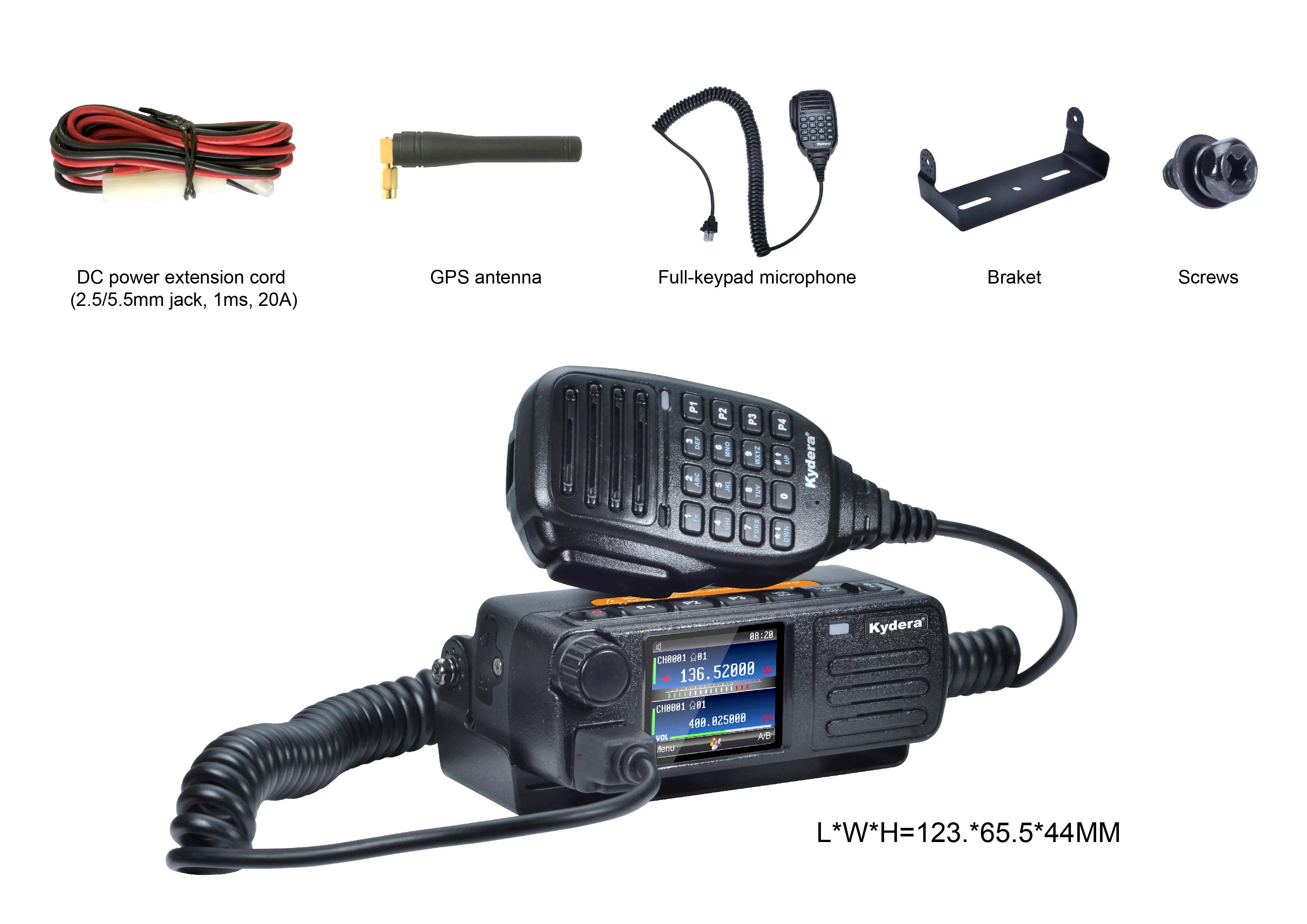 Kydera Dual Band 20W MINI DMR Mobile Transceiver UHF VHF  Two Way Radio  Car Amateur Vehicle Radio with Talker Alias