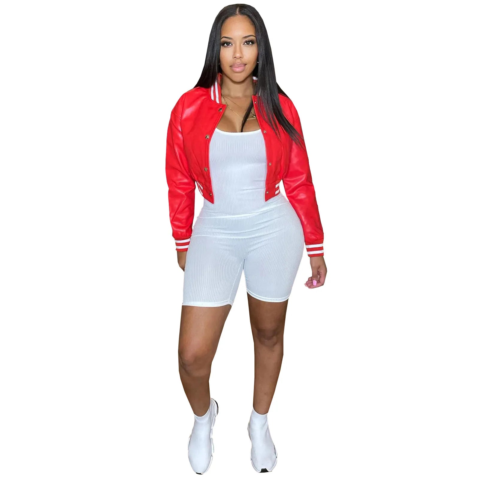 Winter Fall Women Clothes Fashion Wholesale Blank Crop Jackets Leather Baseball Women