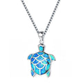 Boho Cute Sea Dolphin Pendant Necklace for Girl Statement Women Accessories Fashion Imitation Blue Opal Necklace Jewelry Gifts