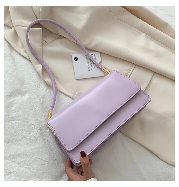 New Women's Fashion Handbags Retro Solid Color PU Leather Shoulder Underarm Bag Casual Women Hobos Handbags сумка женская Trend