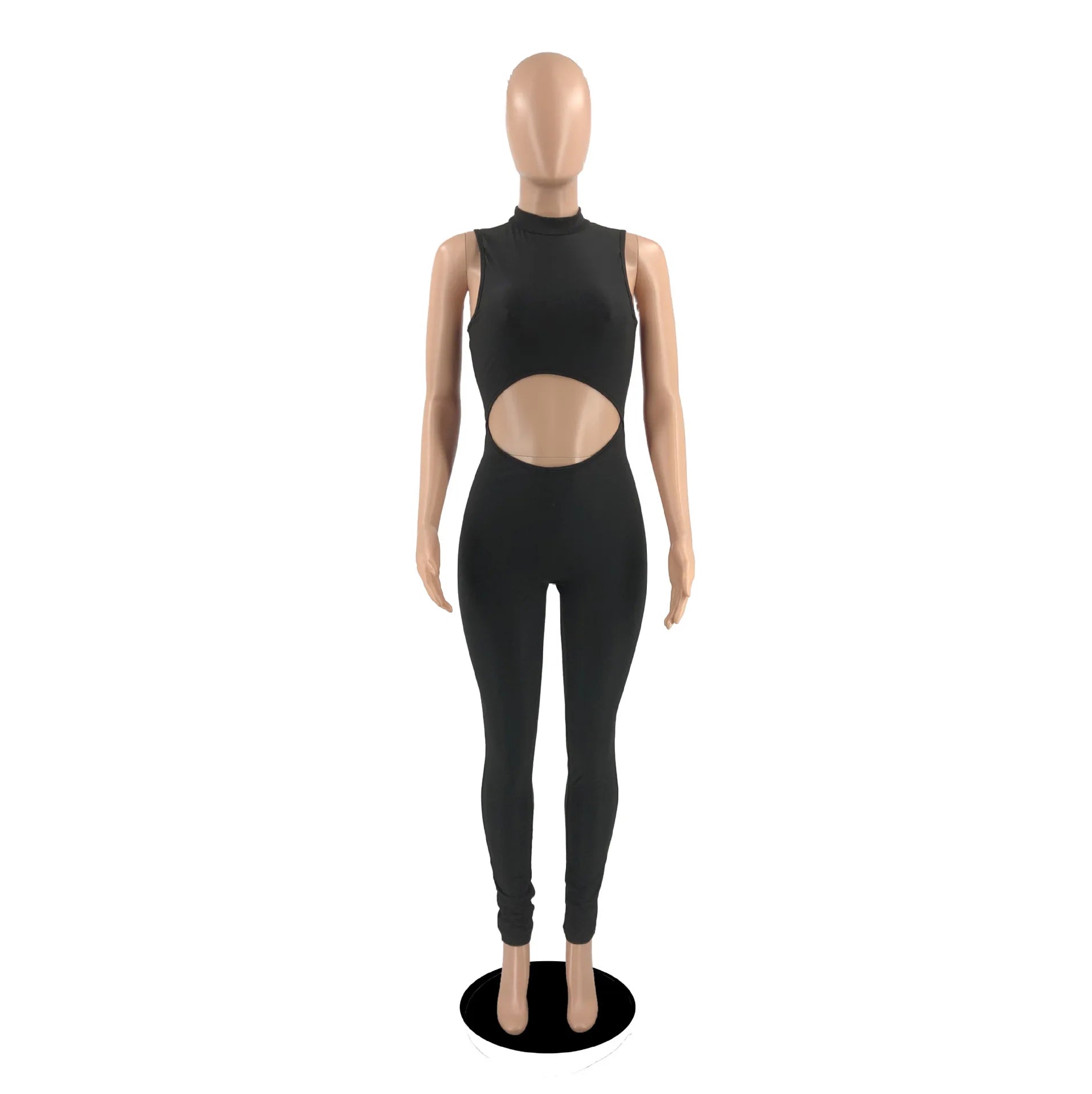 Bodycon Active Wear Ladies Bodysuit Sexy Cut Out Sleeveless Lady Woman Outfit Rompers Workout Spandex Jumpsuit for Women