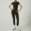 J8455-trendy Solid Color Seamless Legging 2 Piece Set Lady Yoga Wear Jogger Two Piece Set Women Tracksuit