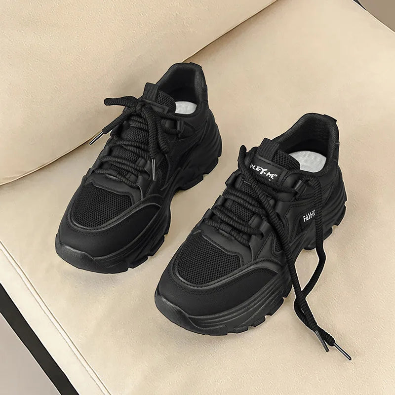 Simple Printing Korean Plate Shoes Spring Autumn College Wind Trend Casual Lace Breathable Wear Resistant Ladies' Casual Shoes