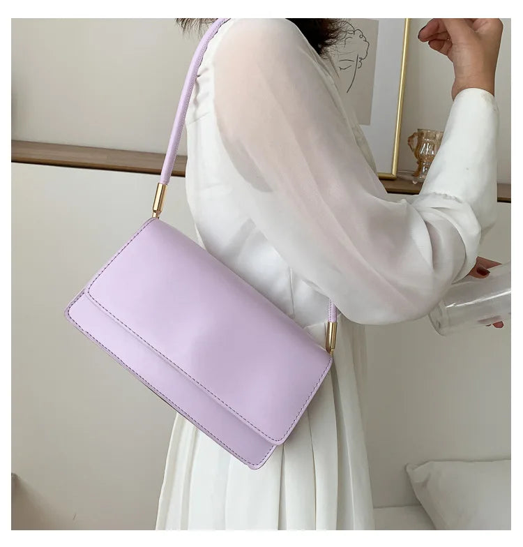 New Women's Fashion Handbags Retro Solid Color PU Leather Shoulder Underarm Bag Casual Women Hobos Handbags сумка женская Trend