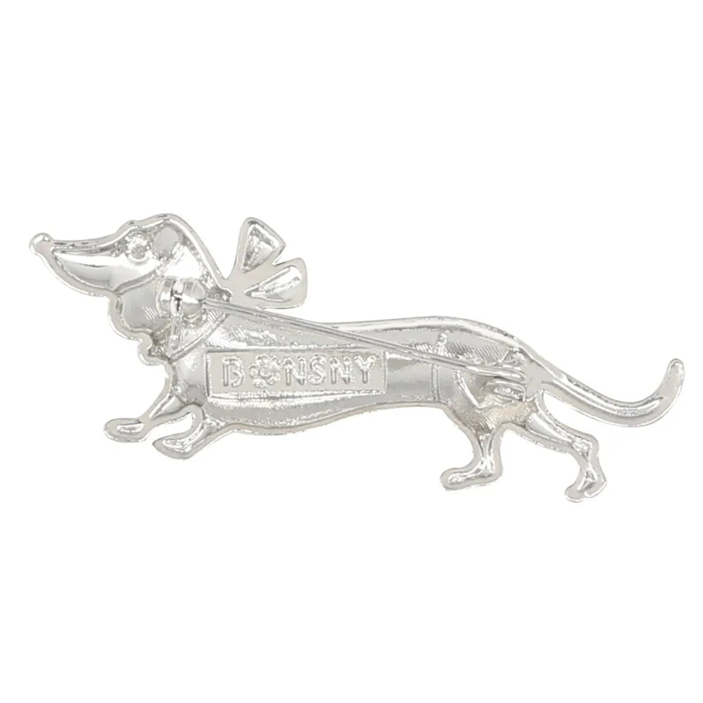 Bonsny Alloy Enamel Collar Dachshund Dog Brooches Cartoon Animal Jewelry Women Girls Pin For Scarf Clothes Decoration Gift Party