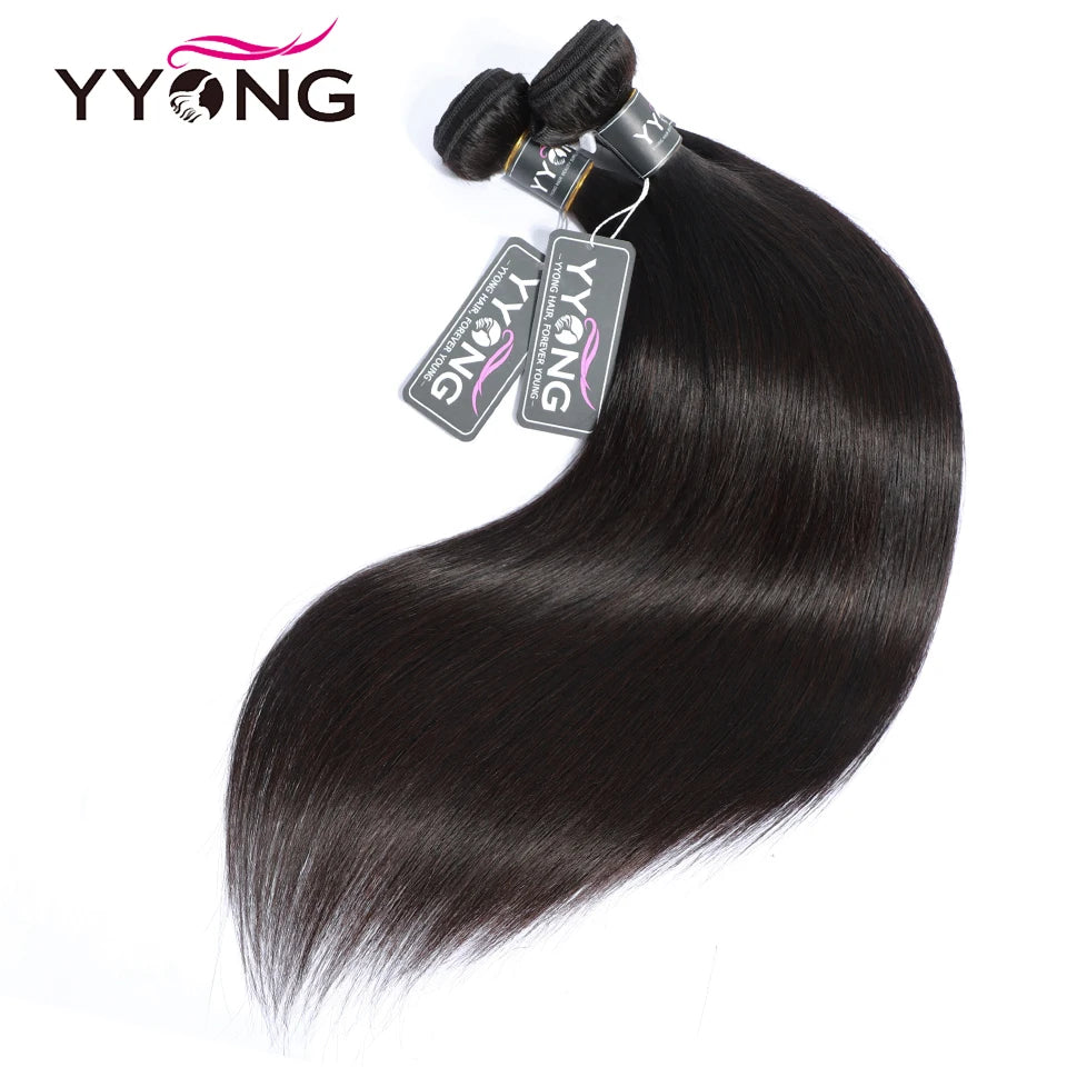 YYong Straight Hair Bundles With 6x6 Lace Closure Remy Brazilian Human Hair Weave Bundles With Closure Hair Extension