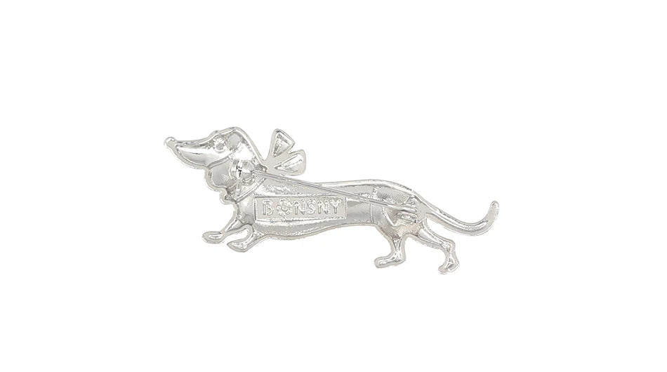 Bonsny Alloy Enamel Collar Dachshund Dog Brooches Cartoon Animal Jewelry Women Girls Pin For Scarf Clothes Decoration Gift Party