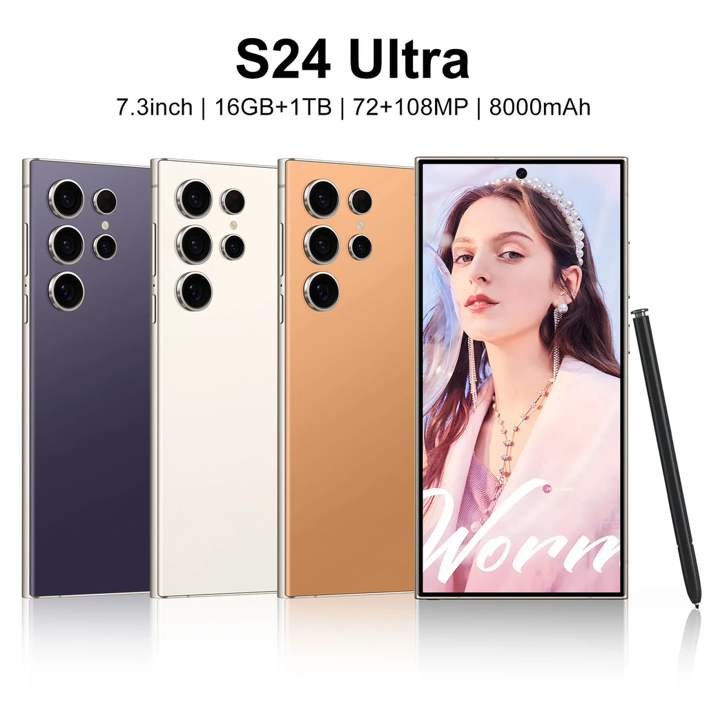 2024 New S24 Ultra Global Edition 5G Smartphone MTK Processor HD Screen Smart Features Including Face Recognition Touch Screen