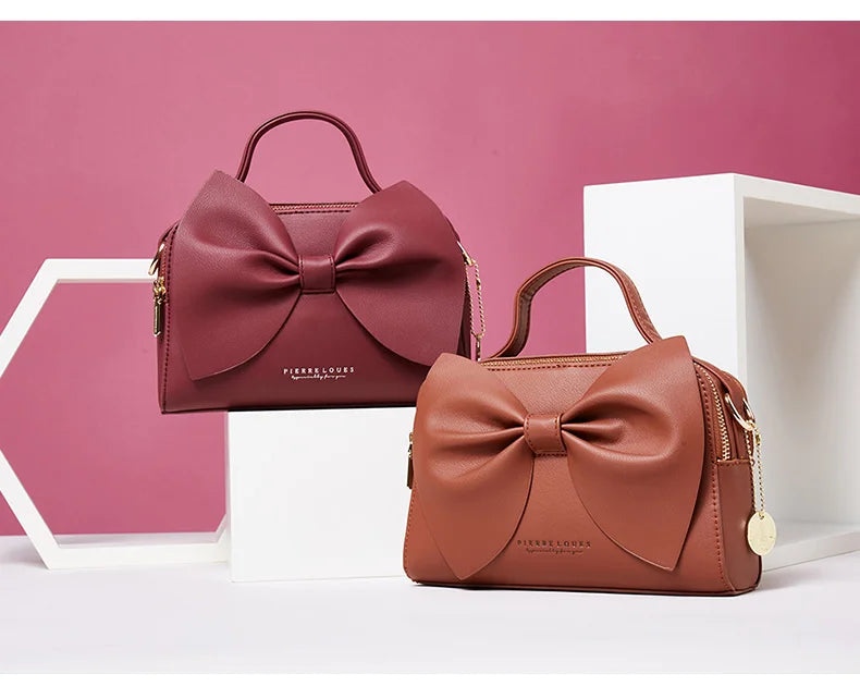 Elegant Women PU Leather Handbags Female Shoulder Crossbody Bags for Women Handbags High Quality Ladies Messenger Hand Bags Bow