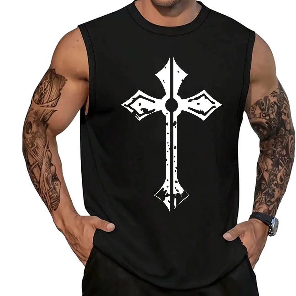 Free Shipping Men's 100% Cotton Sleeveless Tshirt Breathable Knitted 180g DTF Print Summer Sport Vest Men's Tank Tops