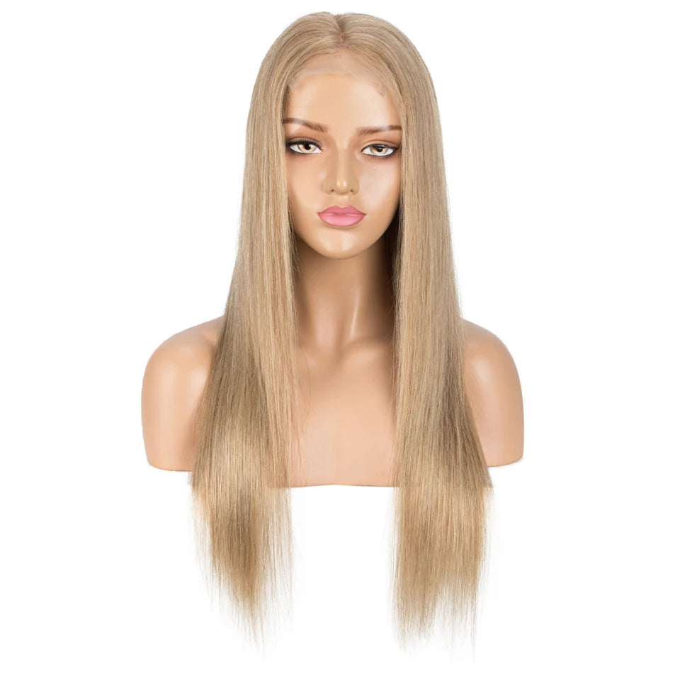 Sleek 28 Inch Gold Blonde Colored Human Hair Wigs 13X6X1Lace Front Brazilian Hair Wigs 100% Real Ready To Wear Cosplay Lace Wig