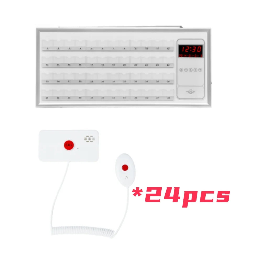 Wireless Call System Nurse Call System with 24  Call Buttons and 1 Central Monitoring Unit for Patients Caregiver Residents