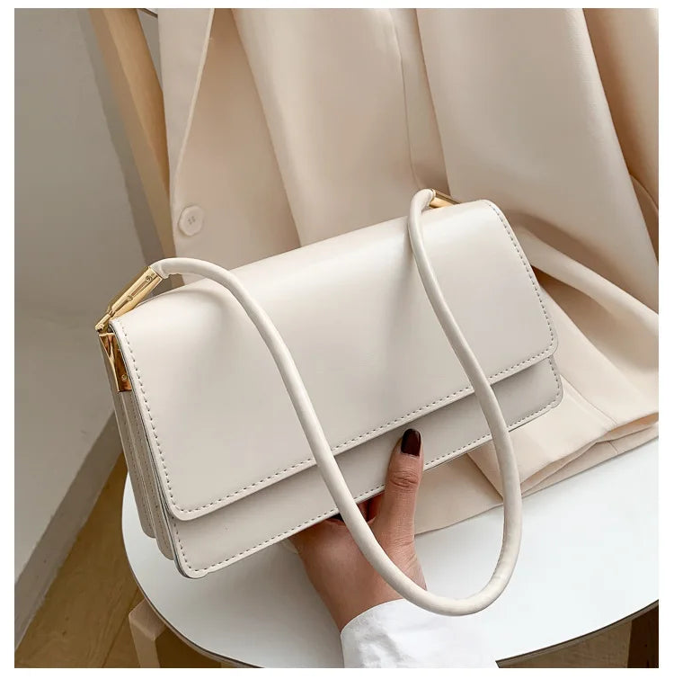 New Women's Fashion Handbags Retro Solid Color PU Leather Shoulder Underarm Bag Casual Women Hobos Handbags сумка женская Trend