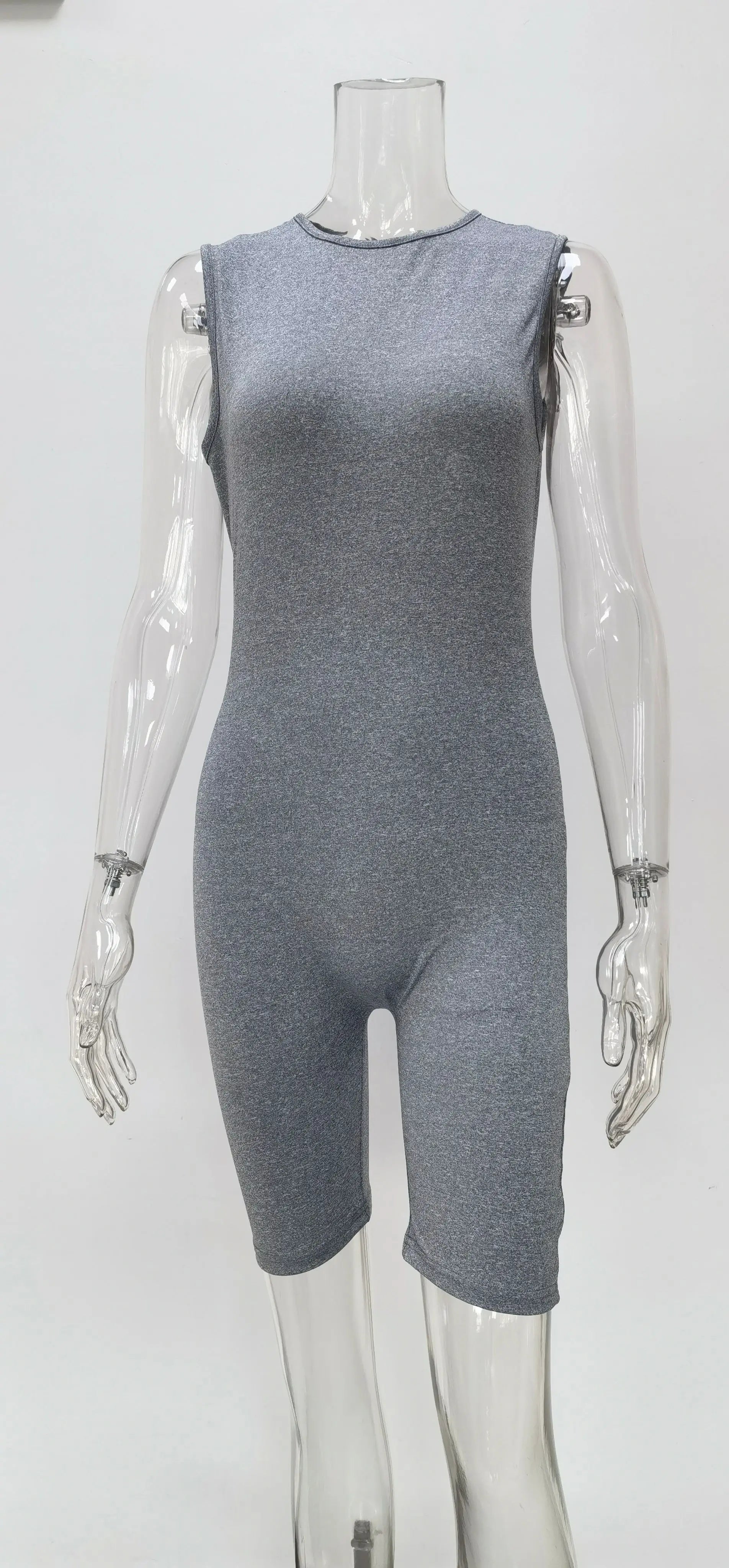 BH763  Women Sexy  Solid Color  Bodycon Sleeveless  Sport Jumpsuit
