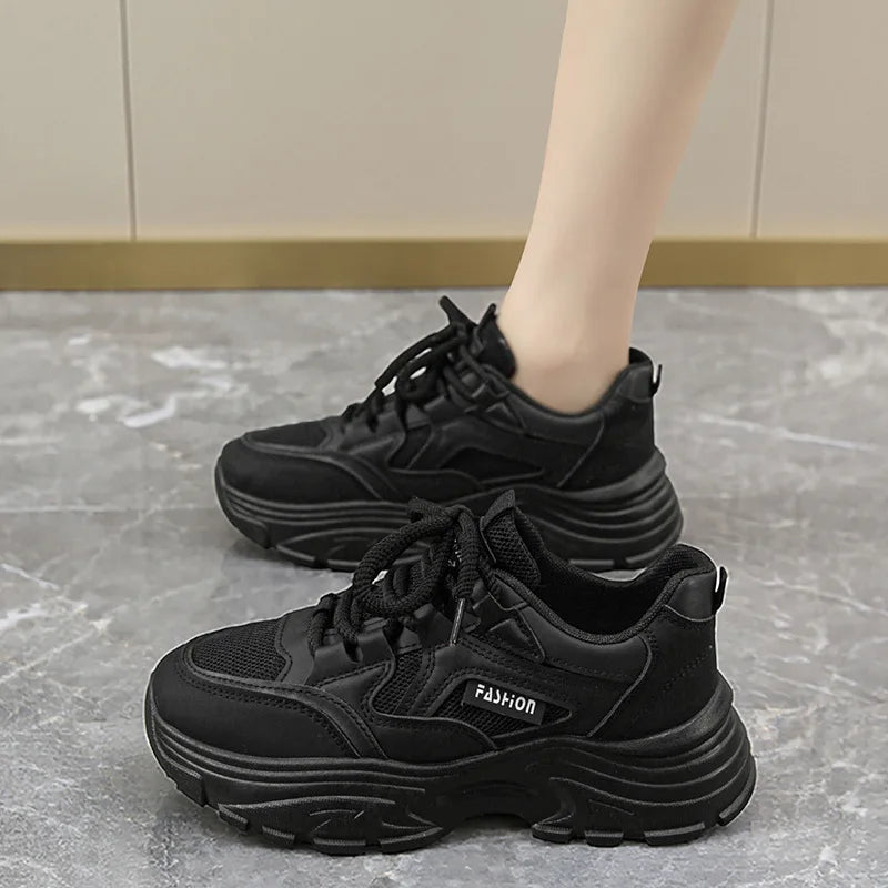 Simple Printing Korean Plate Shoes Spring Autumn College Wind Trend Casual Lace Breathable Wear Resistant Ladies' Casual Shoes