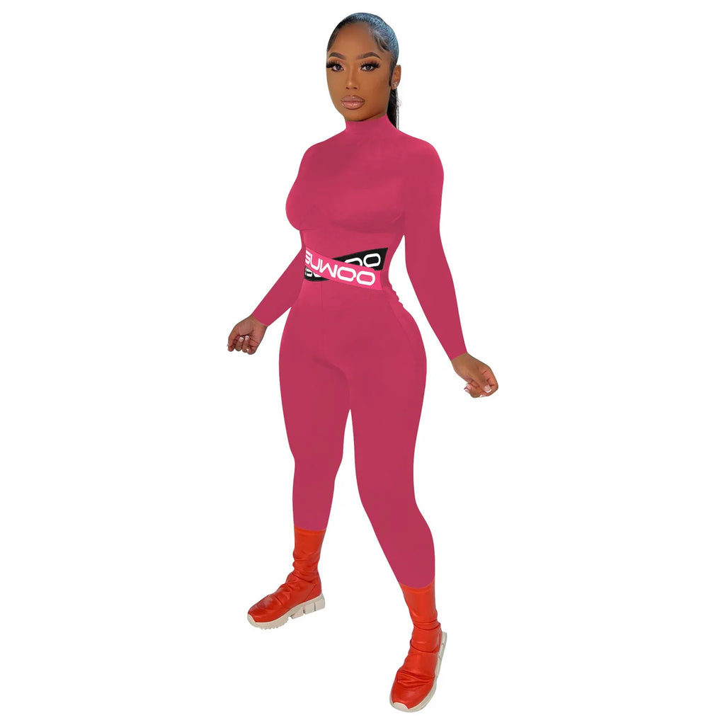 Women's Casual Sports Jumpsuit New Fashion Slim Fitness Jumpsuit Long Sleeve Comfortable Knitted Temperament Sexy Casual Autumn