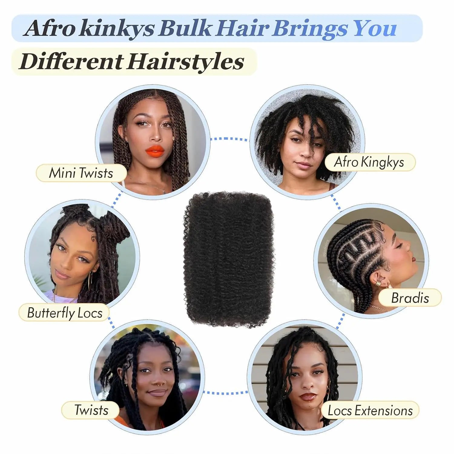 50g Brazilian Afro Kinky Bulk Hair Big Package Afro Kinky Bulk Virgin Human Hair for Dreadlock Twist Braiding Hair Extensions