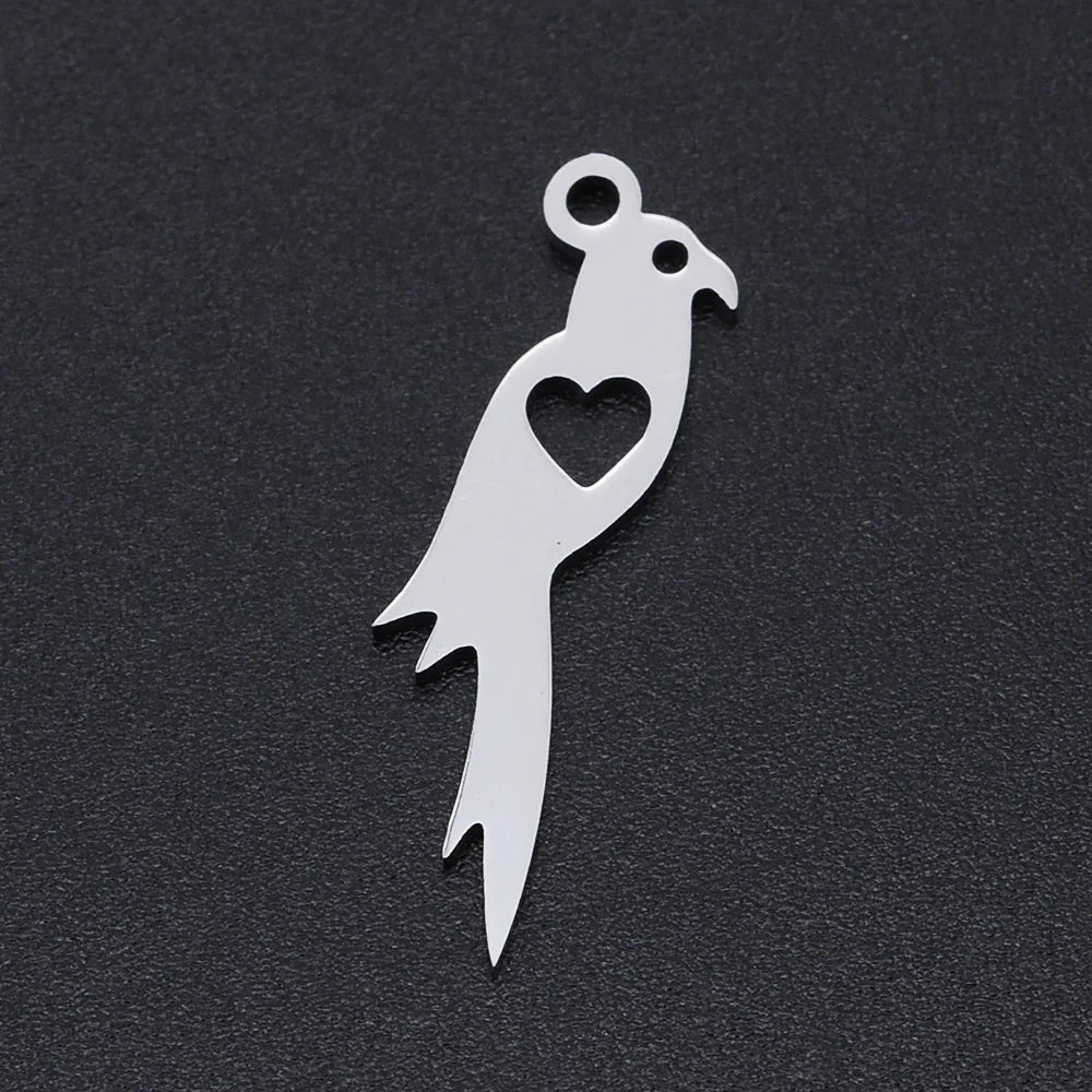 10pcs/lot Animal Jellyfish DIY Charms Wholesale 316 Stainless Steel Fox Bat Connectors Charm Bird Parrot Owl Jewelry Pendant