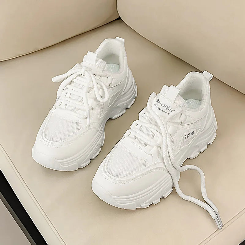 Simple Printing Korean Plate Shoes Spring Autumn College Wind Trend Casual Lace Breathable Wear Resistant Ladies' Casual Shoes