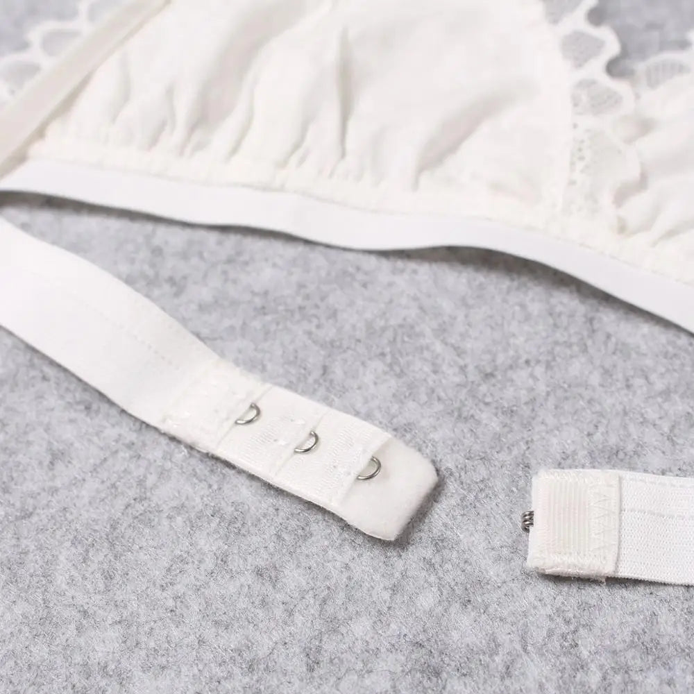 2pcs Sexy Woman Bra And Panty   Lace Bra Wire Free Bralette Lingerie Female Seamless Unpadded Transparent Brassiere bra set