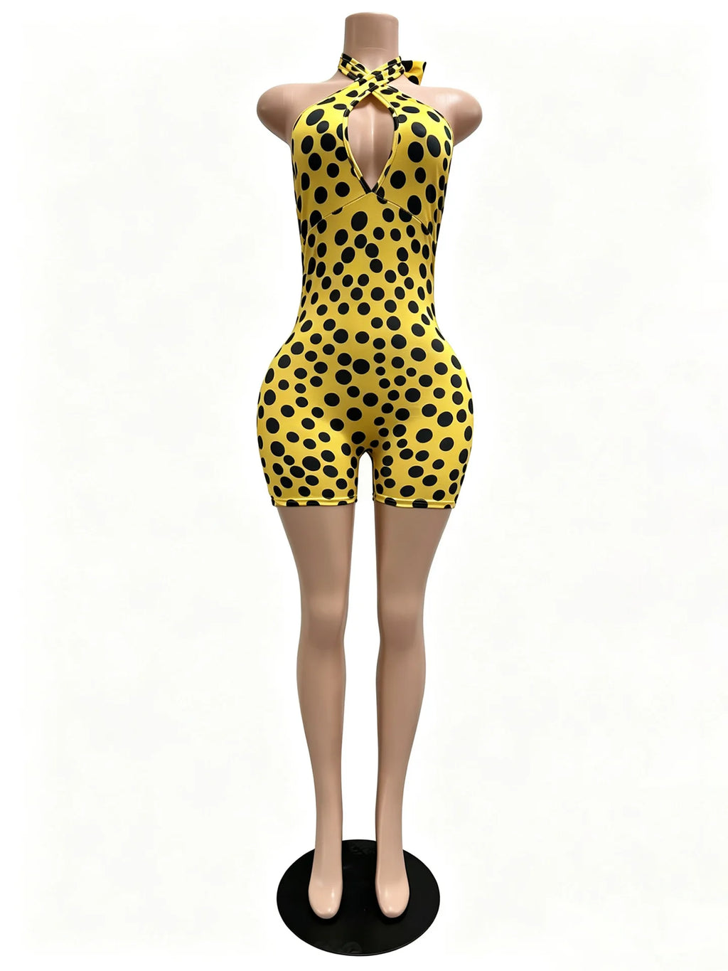 Summer Clothing Dot Printed Boutique Vendors Sexy Halter Collar Short Jumpsuit Custom logo Jumpsuit for Women