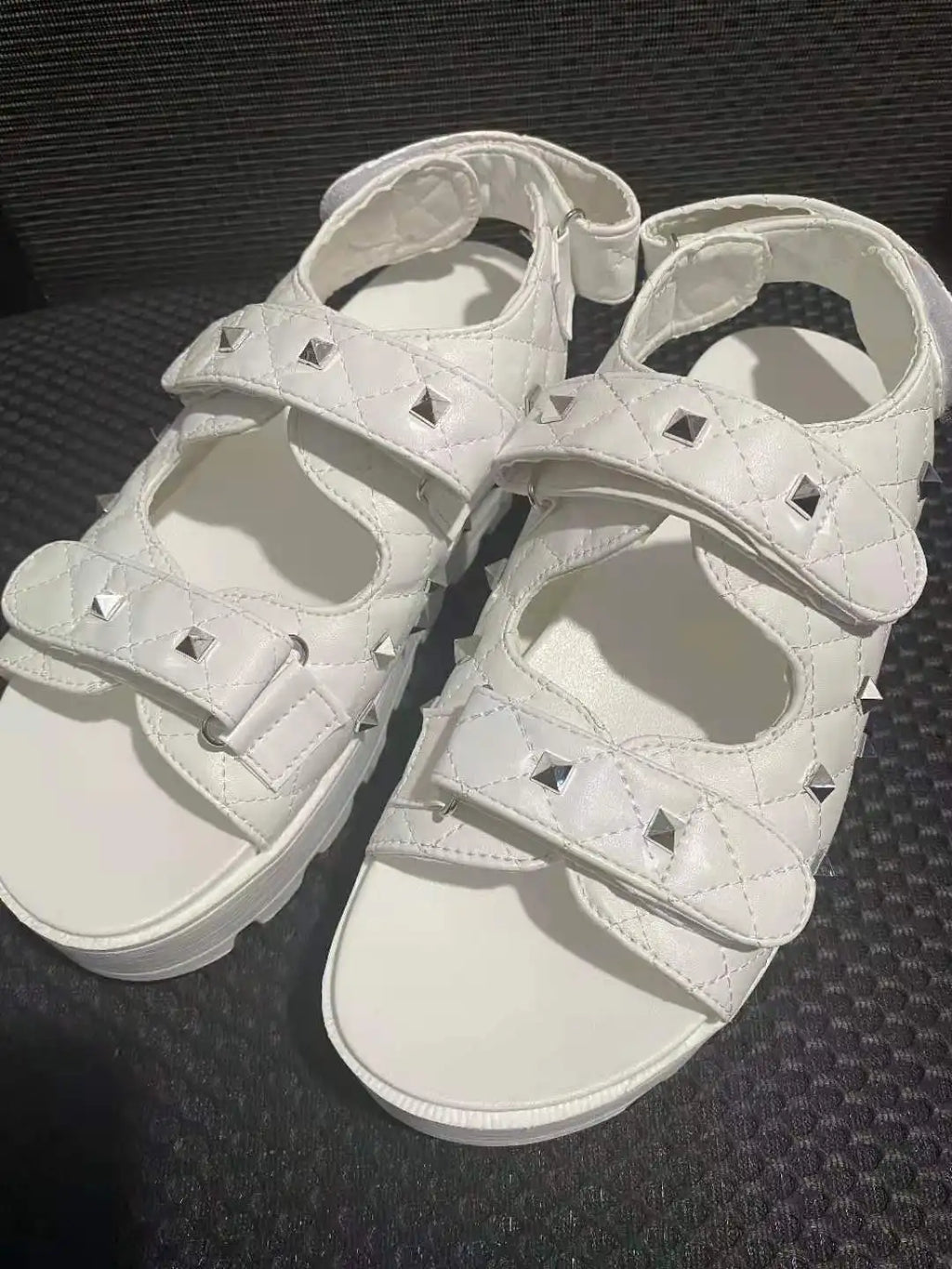 Women's European American Summer Sandals New 24th Year Thick-Soled Platform Roman Velcro Fastening Plaid Muffin Design Plus Size