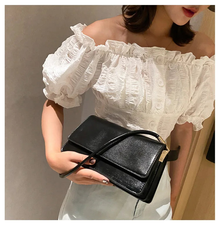 New Women's Fashion Handbags Retro Solid Color PU Leather Shoulder Underarm Bag Casual Women Hobos Handbags сумка женская Trend