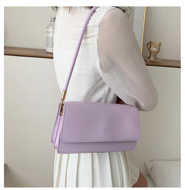 New Women's Fashion Handbags Retro Solid Color PU Leather Shoulder Underarm Bag Casual Women Hobos Handbags сумка женская Trend