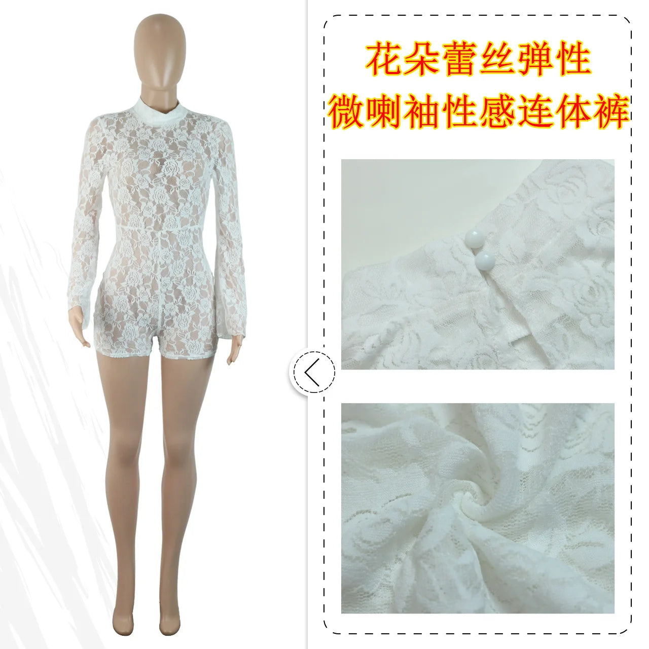Women Sexy Lace Mesh Romper Skin Tight Cut Out Jumpsuit See Thru Body Shaping Red Lace Jumpsuit