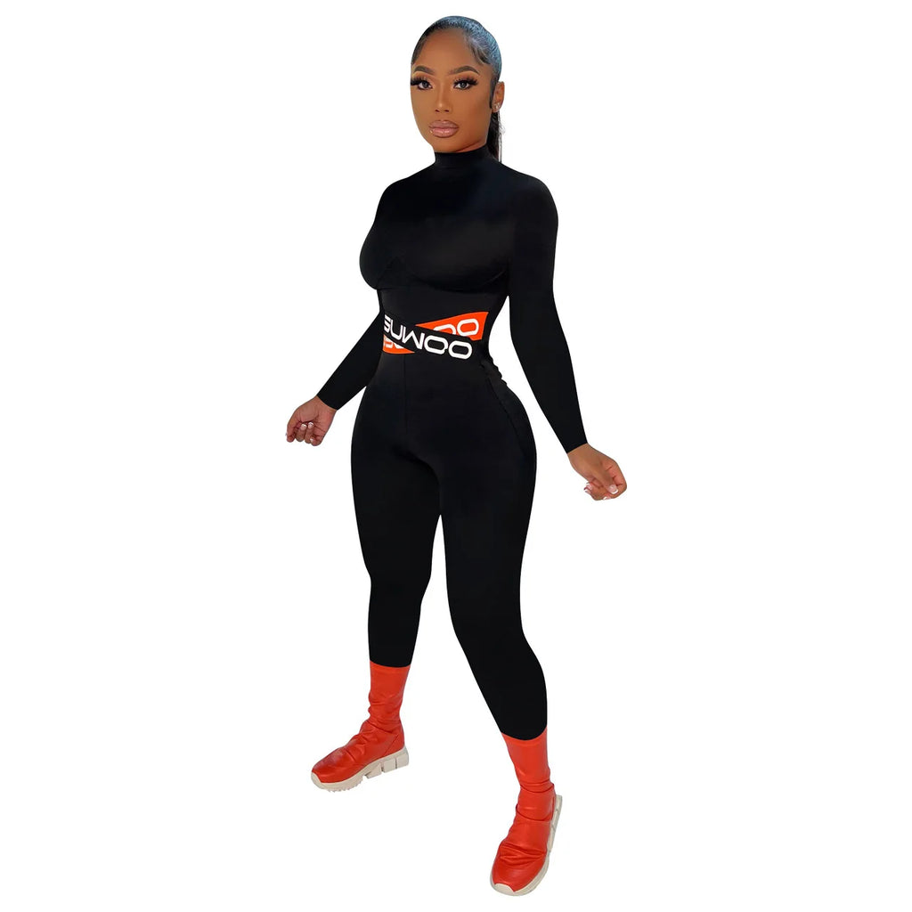 Women's Casual Sports Jumpsuit New Fashion Slim Fitness Jumpsuit Long Sleeve Comfortable Knitted Temperament Sexy Casual Autumn