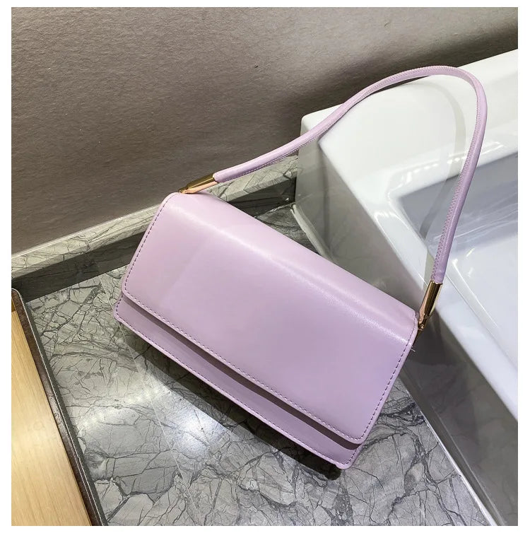 New Women's Fashion Handbags Retro Solid Color PU Leather Shoulder Underarm Bag Casual Women Hobos Handbags сумка женская Trend