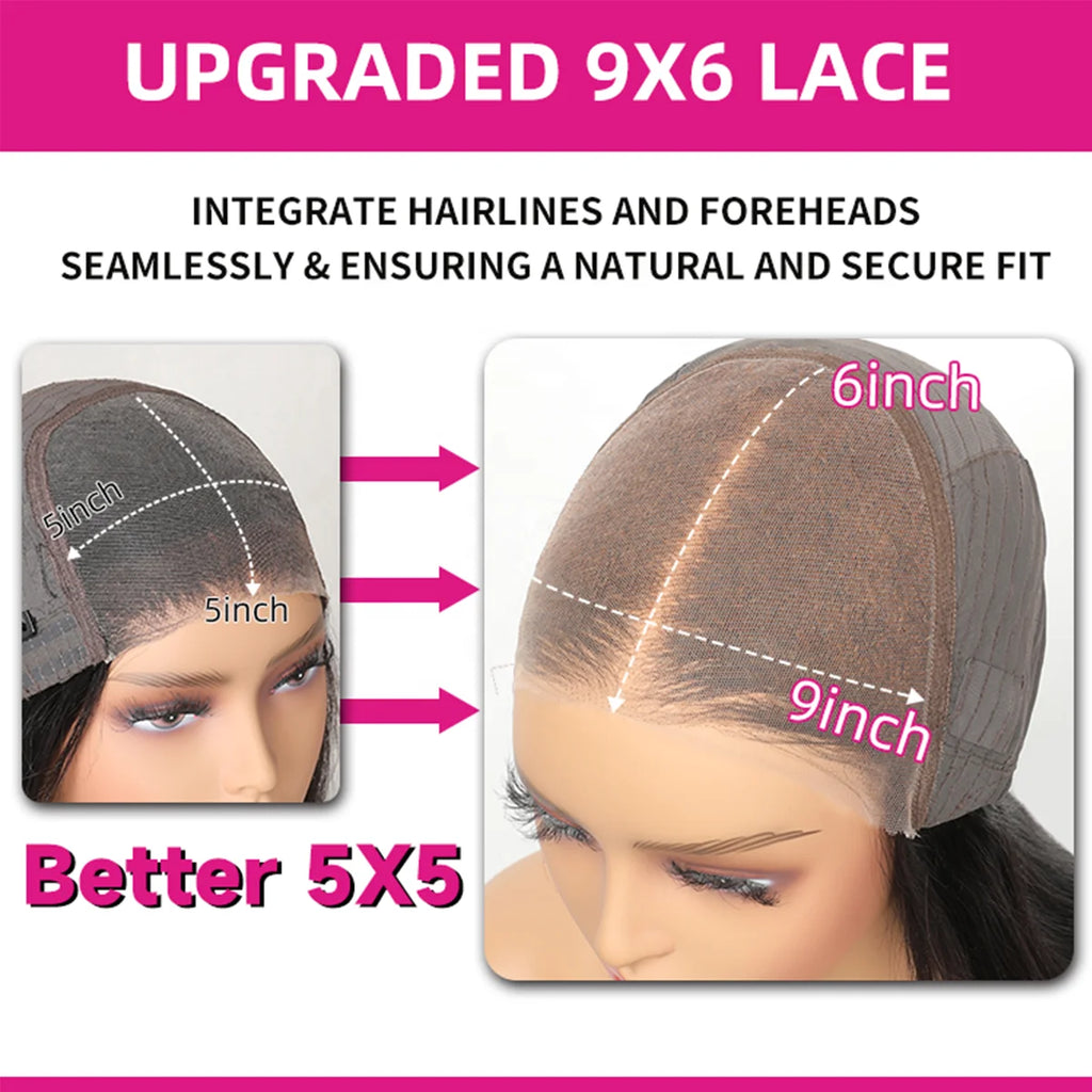 Factory New Arrival 9x6 Glueless Pre Plucked Pre Cut Bleached Knots for Lace Front Brazilian Hair Wig Bone Straight Human Wigs