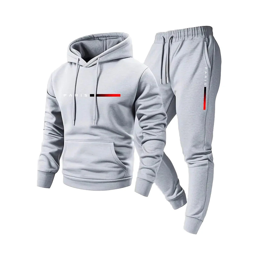 2025 New Autumn/Winter Men's Women's Printed Knitted Thermal Hooded Sporty Sportswear Sets Long Pants Outdoor Fashionable