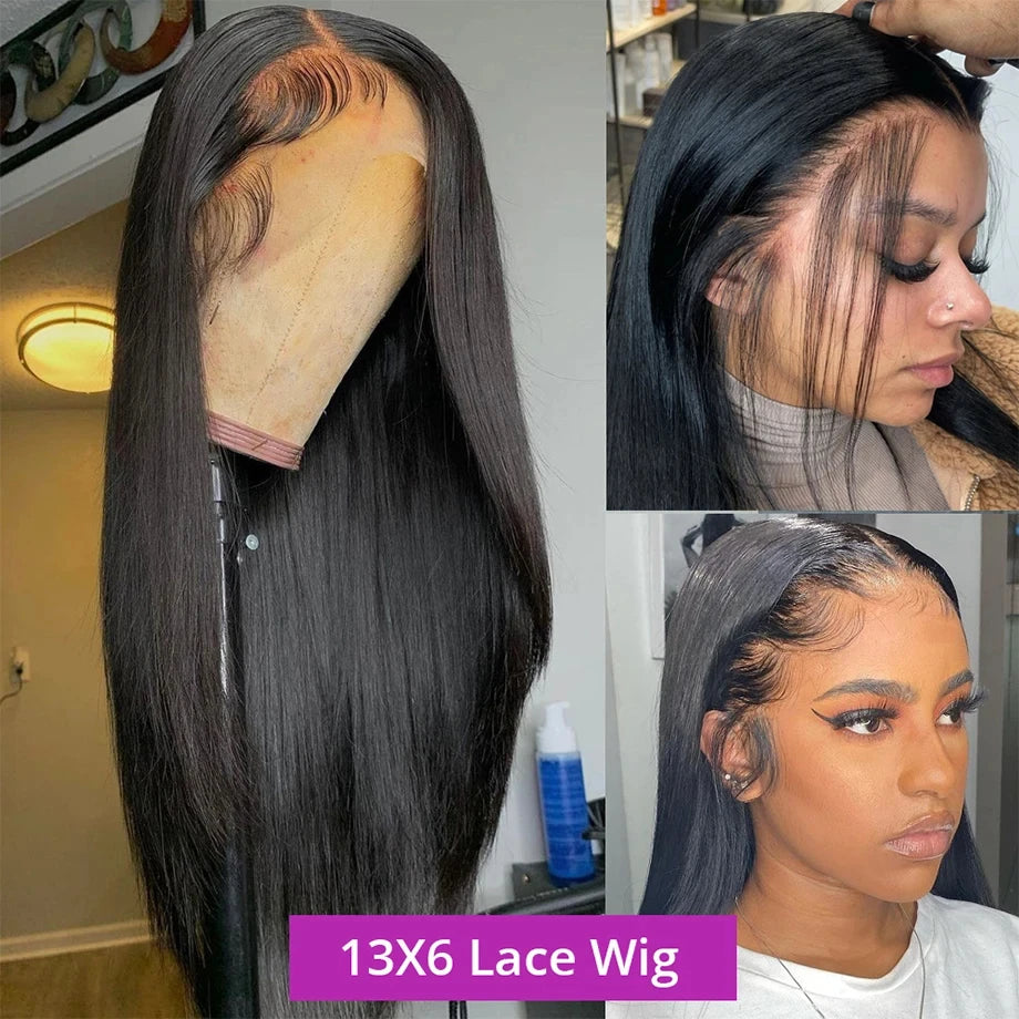 Wholesale Raw Virgin Brazilian Hair Straight HD Lace Front Wig Human Hair Wigs,  180% 13x4 Pre Plucked Frontal Lace Closure Wig