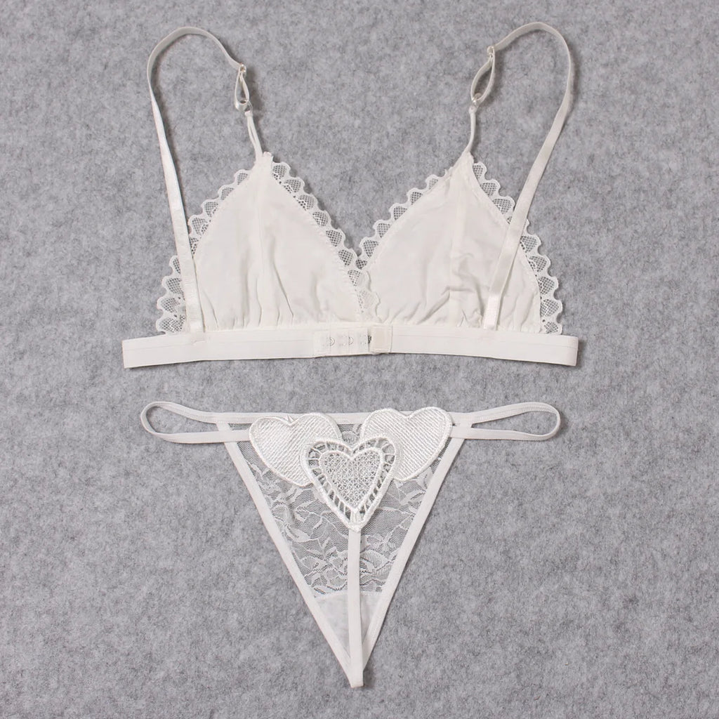 2pcs Sexy Woman Bra And Panty   Lace Bra Wire Free Bralette Lingerie Female Seamless Unpadded Transparent Brassiere bra set
