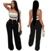 Liu Ming New Fashion 2024 Spring Summer Streetwear Outfits Sleeveless Strapless Vest Wide Leg Rompers Women Jumpsuit