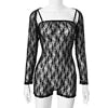 Ladies' Sexy Hollowed-Out Long-Sleeved Elastic High Waist Jumpsuit Spring Fashion Fishnet Backless Stockings Pantyhose Tights