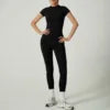J8455-trendy Solid Color Seamless Legging 2 Piece Set Lady Yoga Wear Jogger Two Piece Set Women Tracksuit