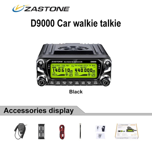2023 Zastone D9000 50W Car Walkie Talkie 50km Dual Band Air Band CB Radio 136-174/400-520MHz FCC CE Large Screen Display FM