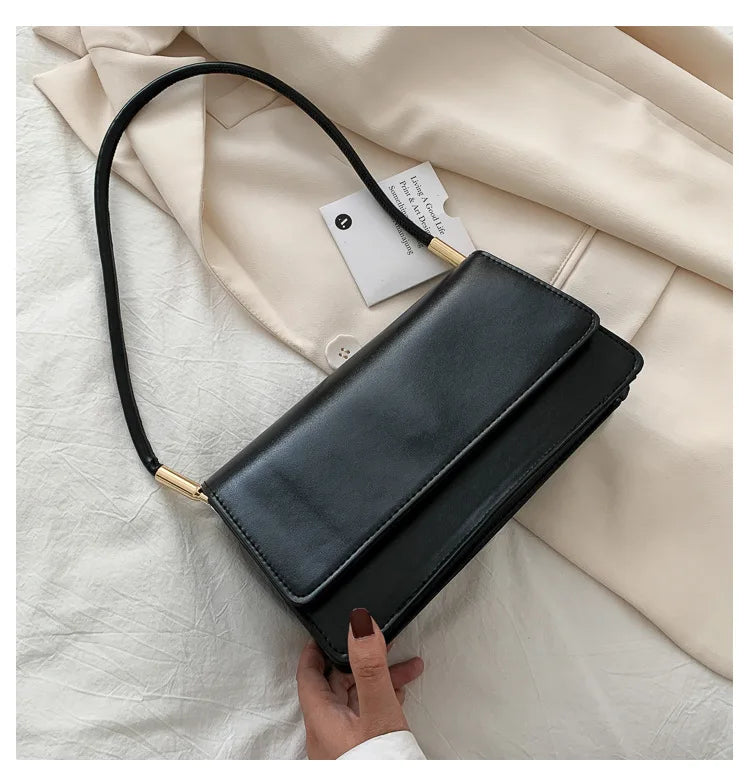 New Women's Fashion Handbags Retro Solid Color PU Leather Shoulder Underarm Bag Casual Women Hobos Handbags сумка женская Trend