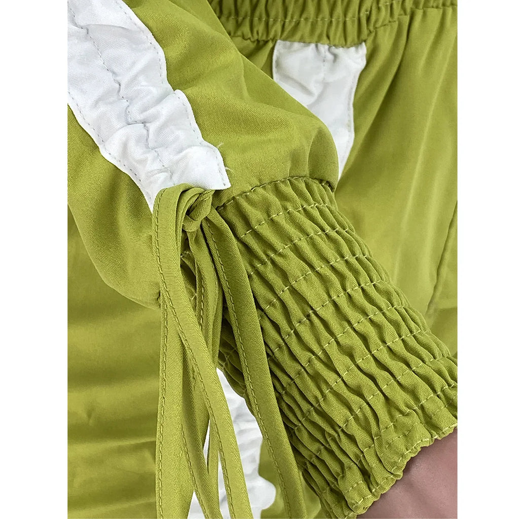 N8316G Wholesale Spring Summer Women Clothing Vendor Romper New Patchwork Drawstring Long Sleeve Cargo Jumpsuit