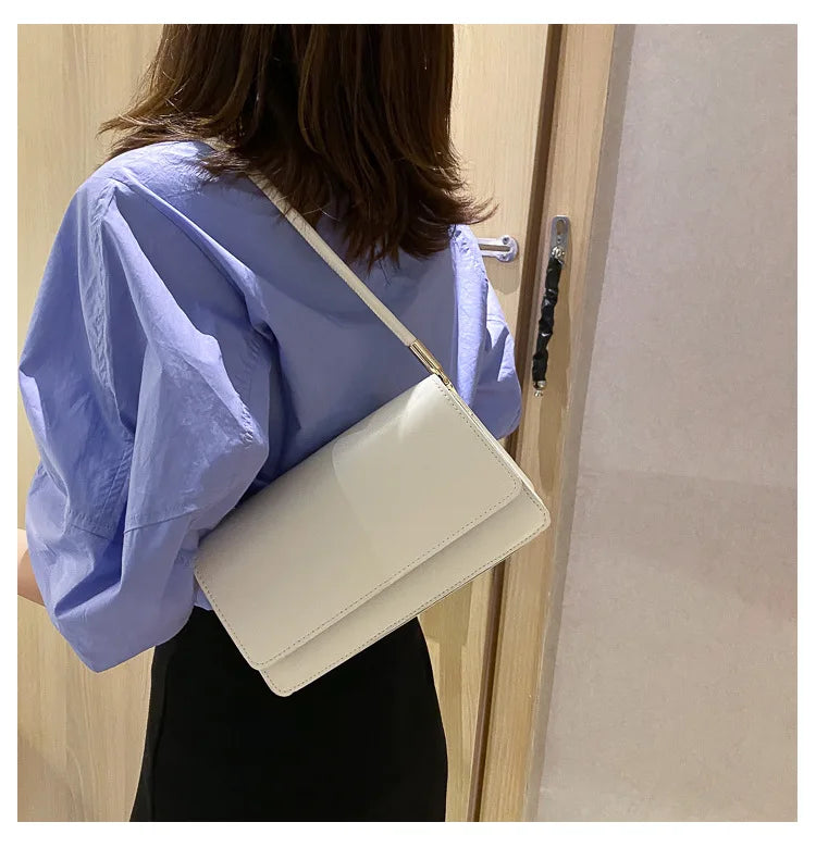 New Women's Fashion Handbags Retro Solid Color PU Leather Shoulder Underarm Bag Casual Women Hobos Handbags сумка женская Trend