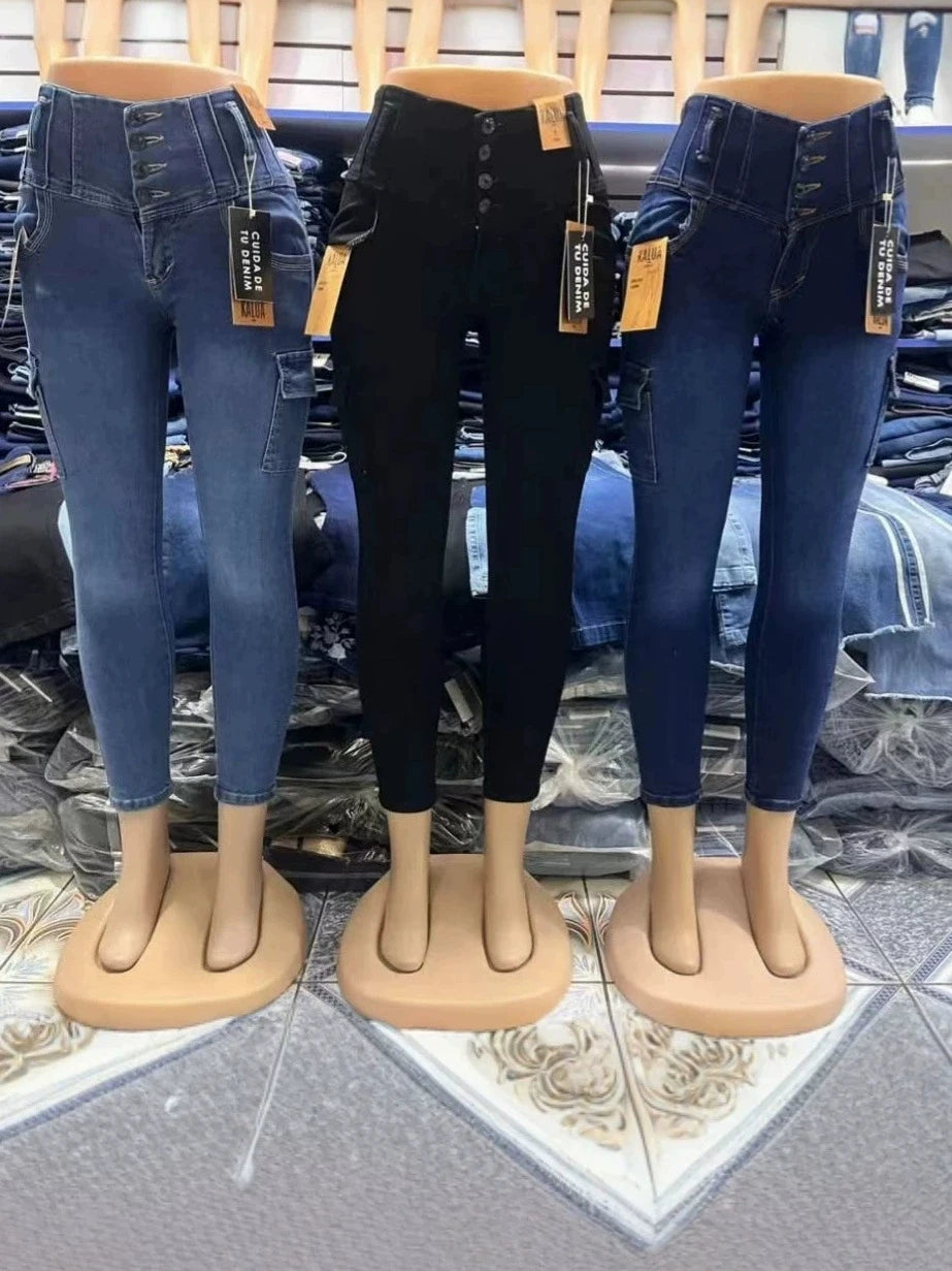 Women's High Waist Skinny Jeans, Distressed Ripped Denim Pants for Casual Street & Daily Wear