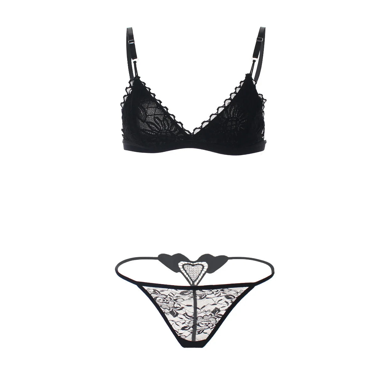 2pcs Sexy Woman Bra And Panty   Lace Bra Wire Free Bralette Lingerie Female Seamless Unpadded Transparent Brassiere bra set