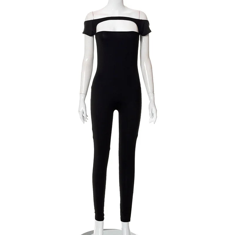 Liu Ming Custom Design Women Sexy Y2K Clothing Short Sleeve Hollow Out Skinny Romper Jumpsuit