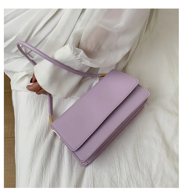 New Women's Fashion Handbags Retro Solid Color PU Leather Shoulder Underarm Bag Casual Women Hobos Handbags сумка женская Trend